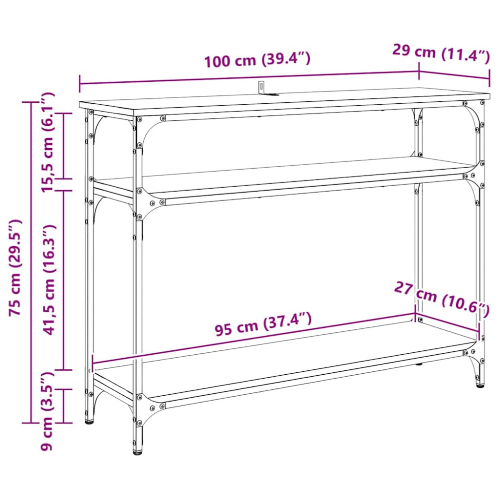 Produktbild för Konsolbord Artisan Ek 100 x 29 x 75 cm Konstruerat trä