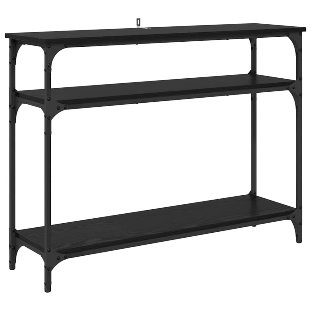 Produktbild för Konsolbord med hylla Svart Ek 100 x 29 x 75 cm Konstruerat trä