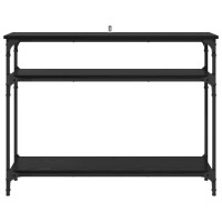 Produktbild för Konsolbord med hylla Svart Ek 100 x 29 x 75 cm Konstruerat trä
