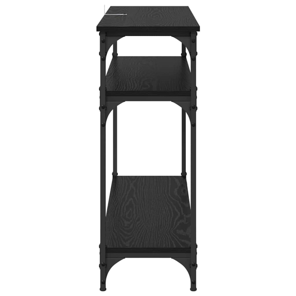 Produktbild för Konsolbord med hylla Svart Ek 100 x 29 x 75 cm Konstruerat trä