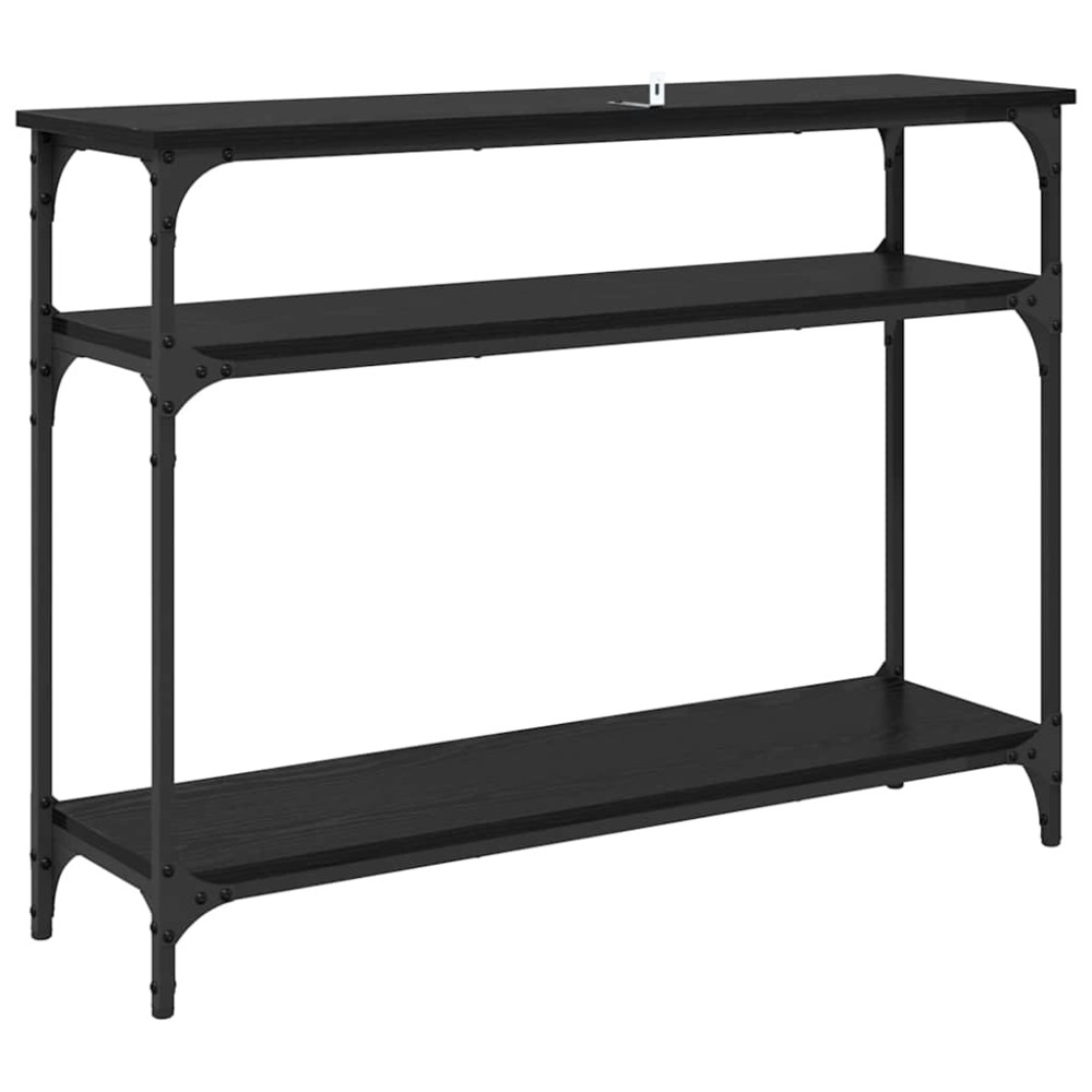 Produktbild för Konsolbord med hylla Svart Ek 100 x 29 x 75 cm Konstruerat trä