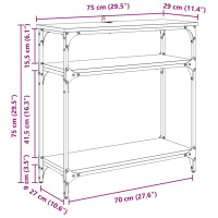 Produktbild för Konsolbord med hylla Svart Ek 75 x 29 x 75 cm Konstruerat trä
