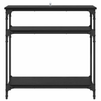 Produktbild för Konsolbord med hylla Svart Ek 75 x 29 x 75 cm Konstruerat trä