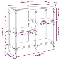 Produktbild för Konsolbord med hylla Svart Ek 80 x 29 x 75 cm Konstruerat trä