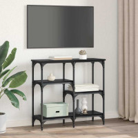 Produktbild för Konsolbord med hylla Svart Ek 80 x 29 x 75 cm Konstruerat trä