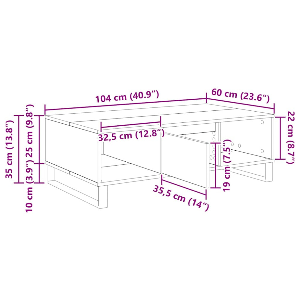 Produktbild för Kaffeebord Gammalt trä 104 x 60 x 35 cm Konstruerat trä