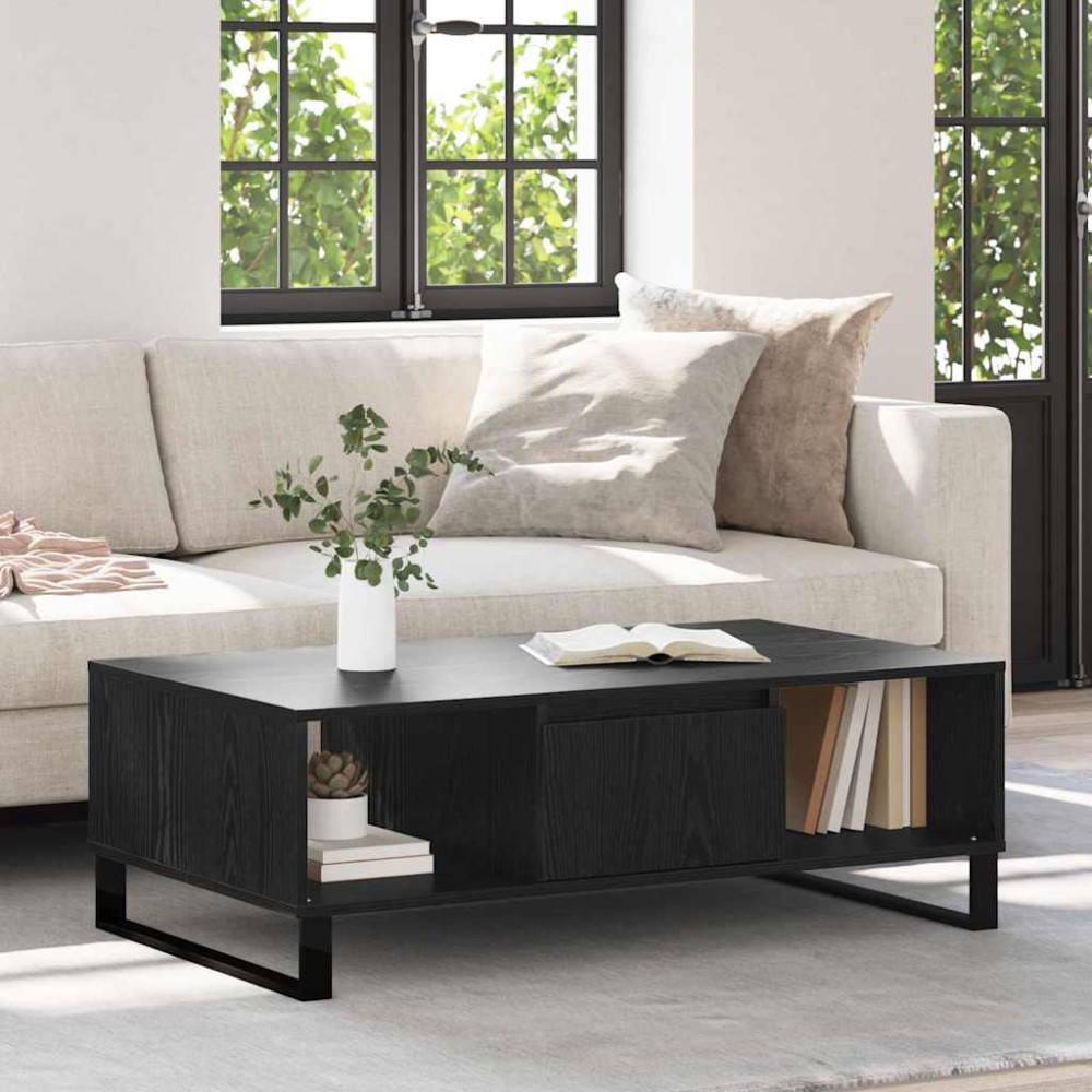 Produktbild för Kaffeebord Svart Ek 104 x 60 x 35 cm Konstruerat trä