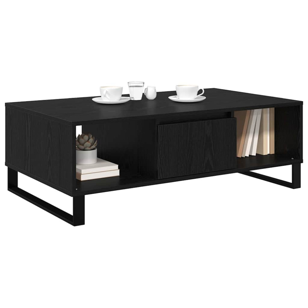 Produktbild för Kaffeebord Svart Ek 104 x 60 x 35 cm Konstruerat trä