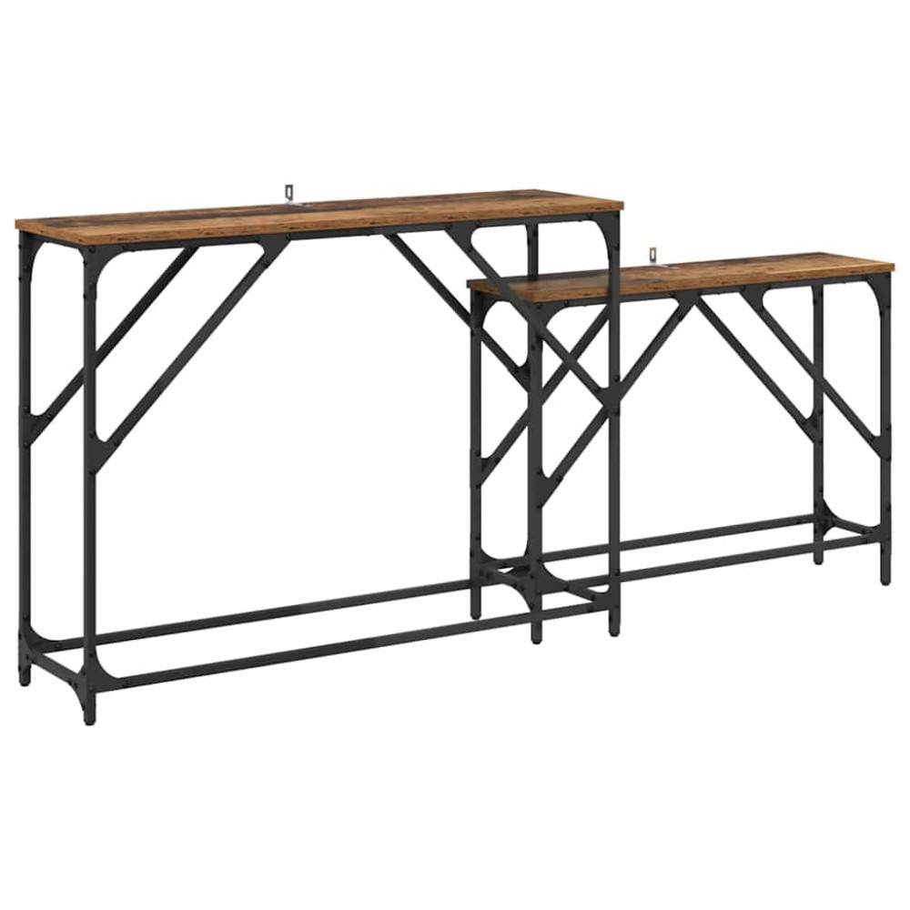 Produktbild för Konsolbord 2 pcs Gammalt trä 100 x 28 x 75 cm Konstruerat trä