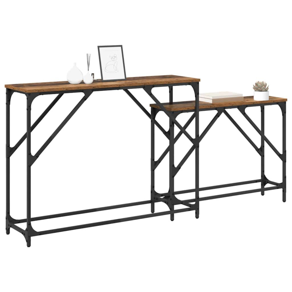 Produktbild för Konsolbord 2 pcs Gammalt trä 100 x 28 x 75 cm Konstruerat trä