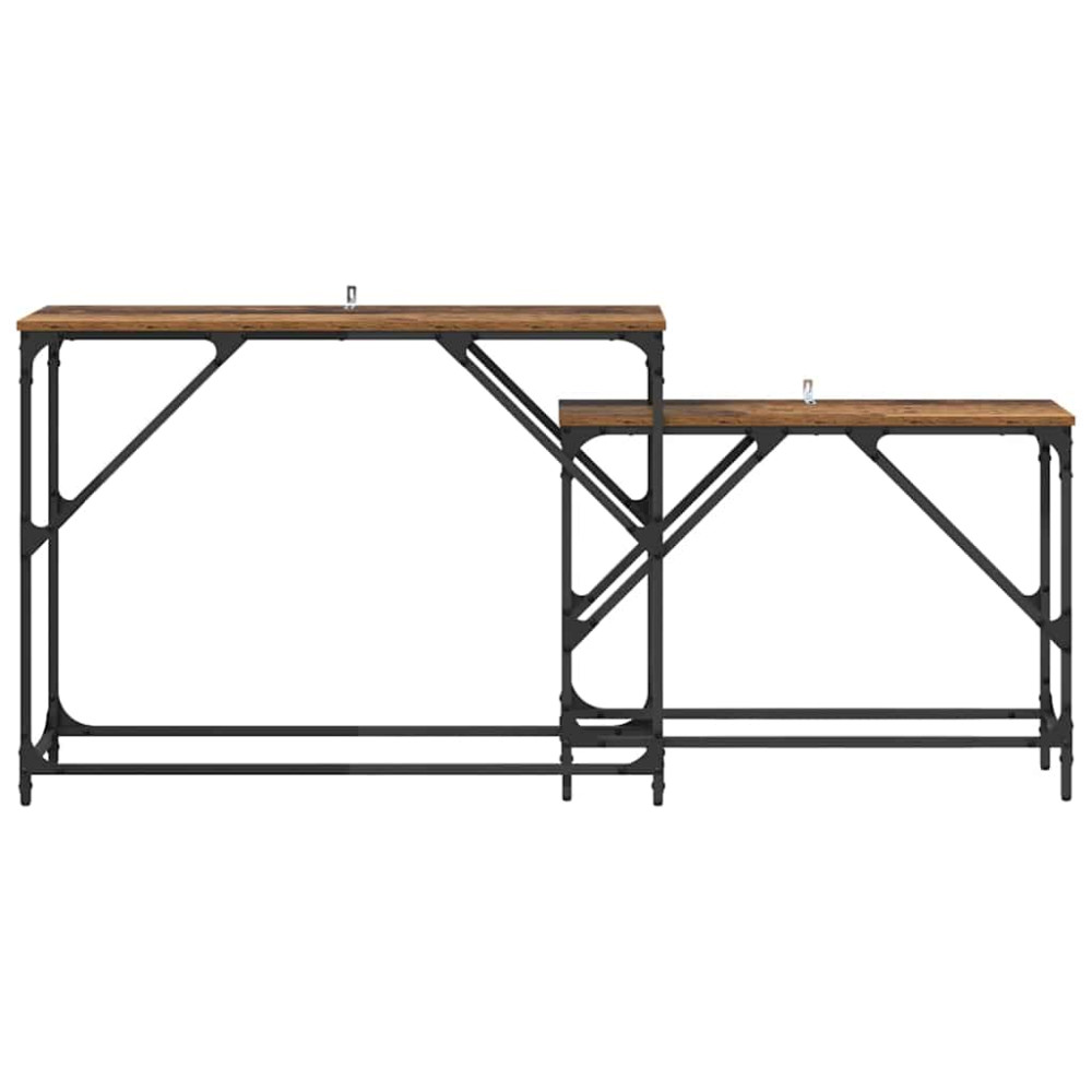 Produktbild för Konsolbord 2 pcs Gammalt trä 100 x 28 x 75 cm Konstruerat trä