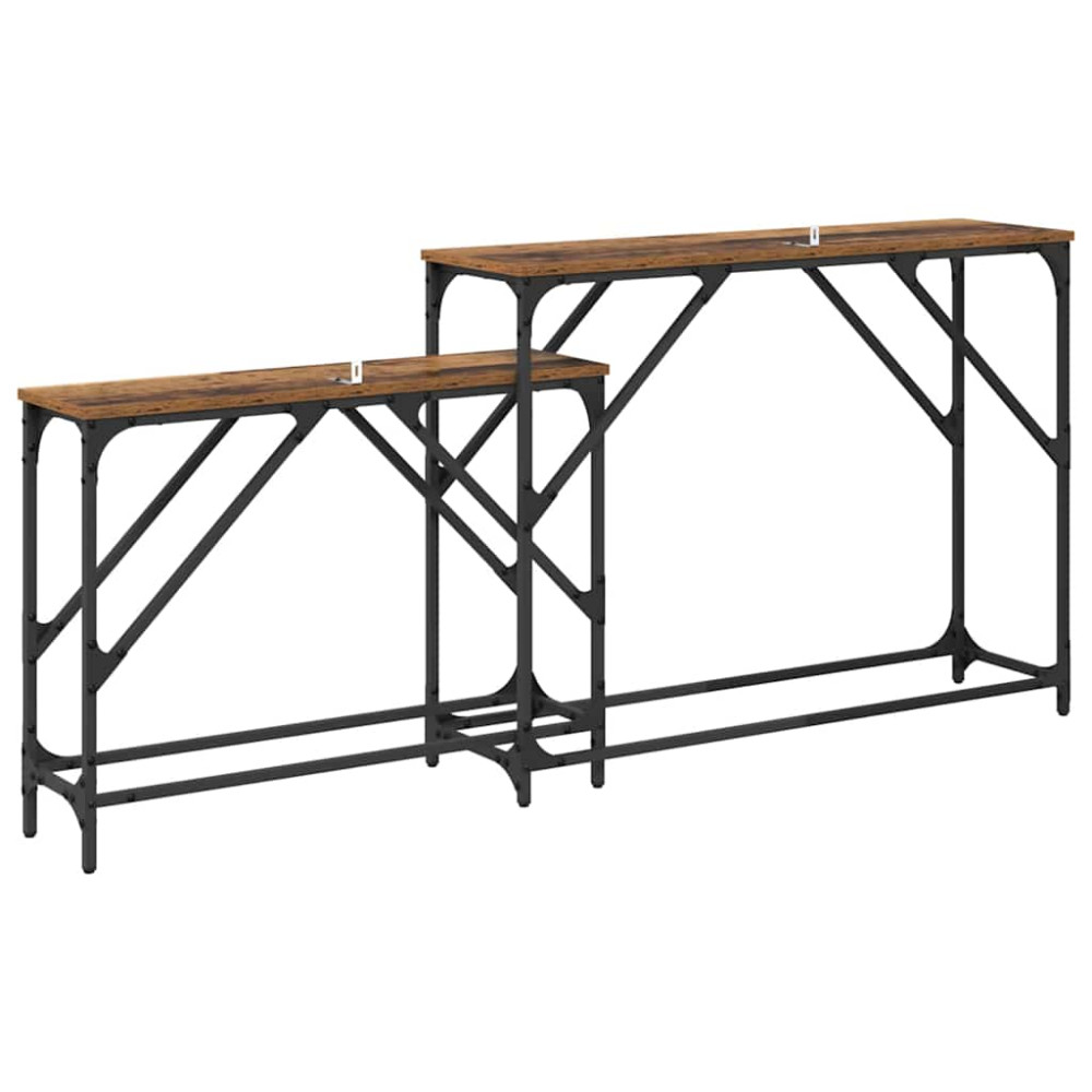 Produktbild för Konsolbord 2 pcs Gammalt trä 100 x 28 x 75 cm Konstruerat trä