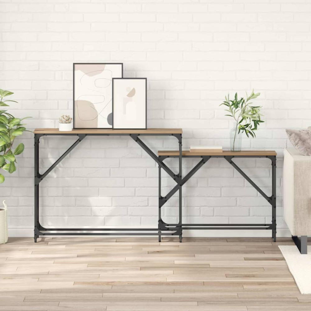 Produktbild för Konsolbord 2 pcs Artisan Ek 100 x 28 x 75 cm Konstruerat trä