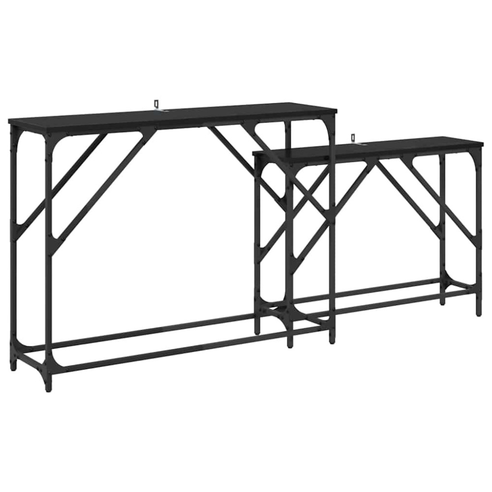 Produktbild för Konsolbord 2 pcs Svart Ek 100 x 28 x 75 cm Konstruerat trä