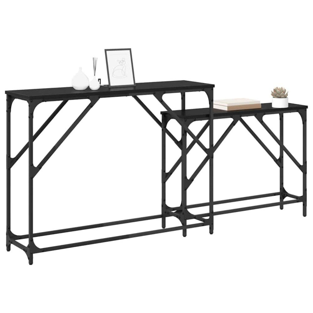 Produktbild för Konsolbord 2 pcs Svart Ek 100 x 28 x 75 cm Konstruerat trä