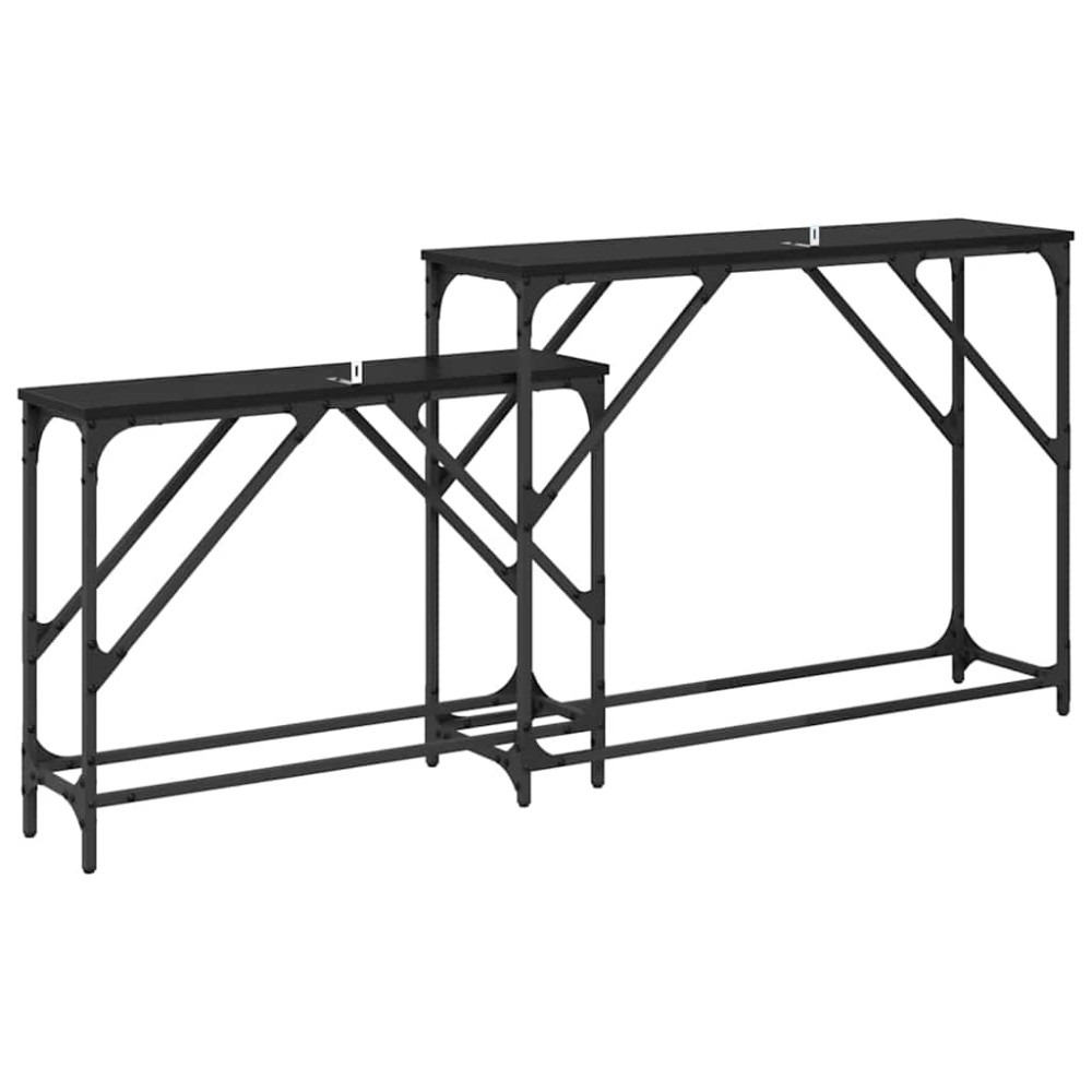 Produktbild för Konsolbord 2 pcs Svart Ek 100 x 28 x 75 cm Konstruerat trä