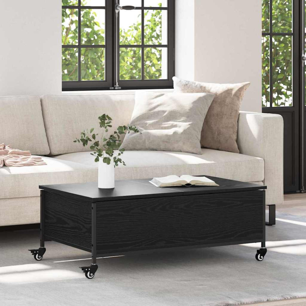 Produktbild för Kaffeebord Svart Ek 91 x 55 x 32 cm Konstruerat trä