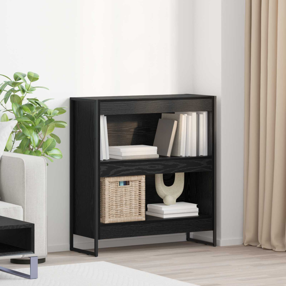 Produktbild för Bokskåp Svart Ek 80 x 30 x 86,5 cm Konstruerat trä