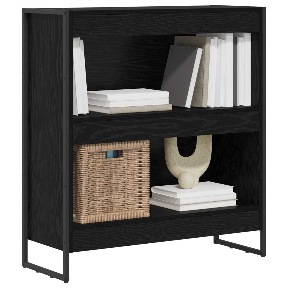 Produktbild för Bokskåp Svart Ek 80 x 30 x 86,5 cm Konstruerat trä