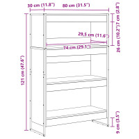 Produktbild för Bokskåp Svart Ek 80 x 30 x 121 cm Konstruerat trä