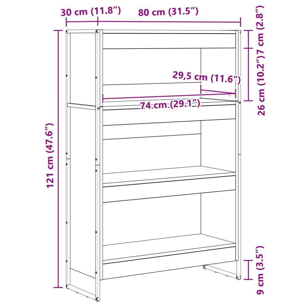 Produktbild för Bokskåp Gammalt trä 80 x 30 x 121 cm Konstruerat trä