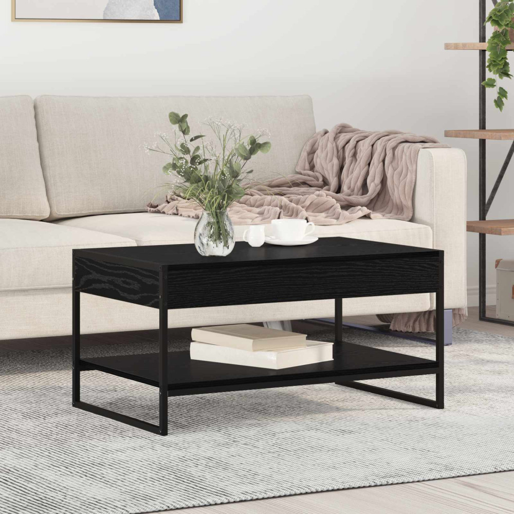 Produktbild för Kaffeebord Svart Ek 80 x 50 x 40 cm Konstruerat trä