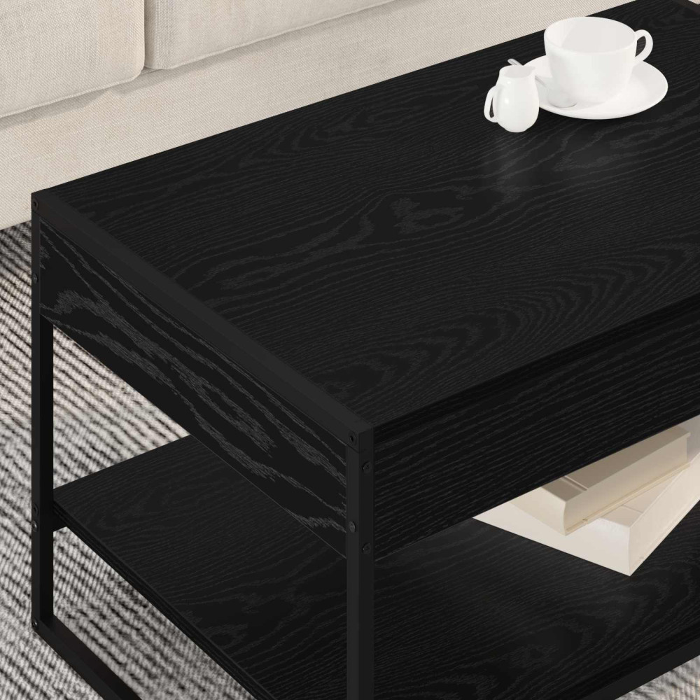 Produktbild för Kaffeebord Svart Ek 80 x 50 x 40 cm Konstruerat trä