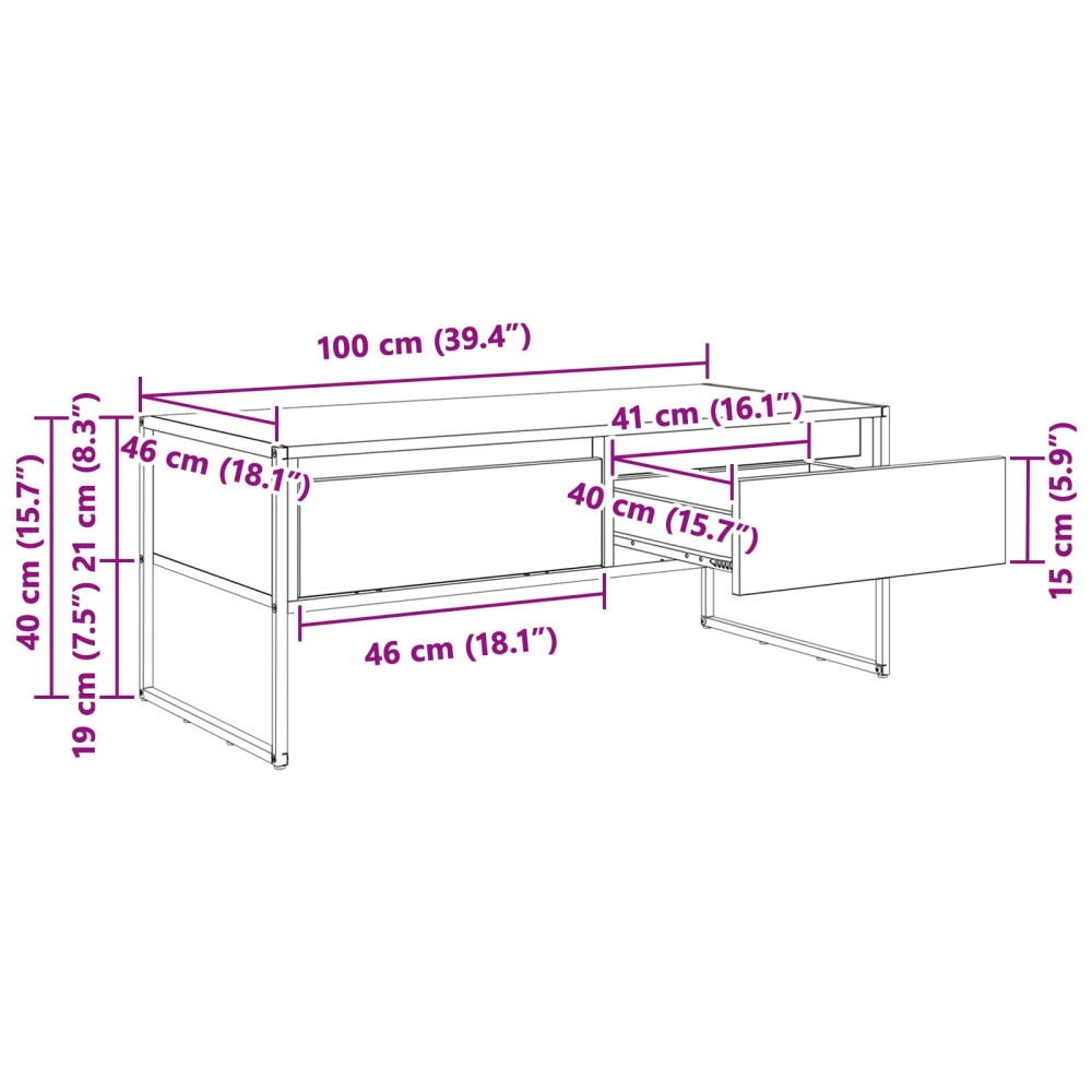 Produktbild för Kaffeebord Gammalt trä 100 x 46 x 40 cm Konstruerat trä
