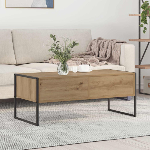 vidaXL Kaffeebord med låda Artisan Ek 100 x 46 x 40 cm Konstruerat trä