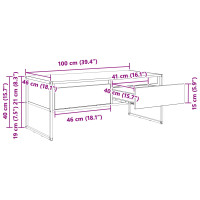 Produktbild för Kaffeebord med låda Artisan Ek 100 x 46 x 40 cm Konstruerat trä