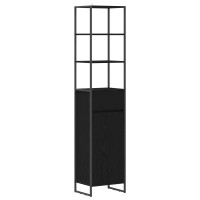 Produktbild för Badrumsskåp med låda Svart Ek 40 x 30 x 180 cm Konstruerat trä