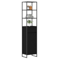 Produktbild för Badrumsskåp med låda Svart Ek 40 x 30 x 180 cm Konstruerat trä