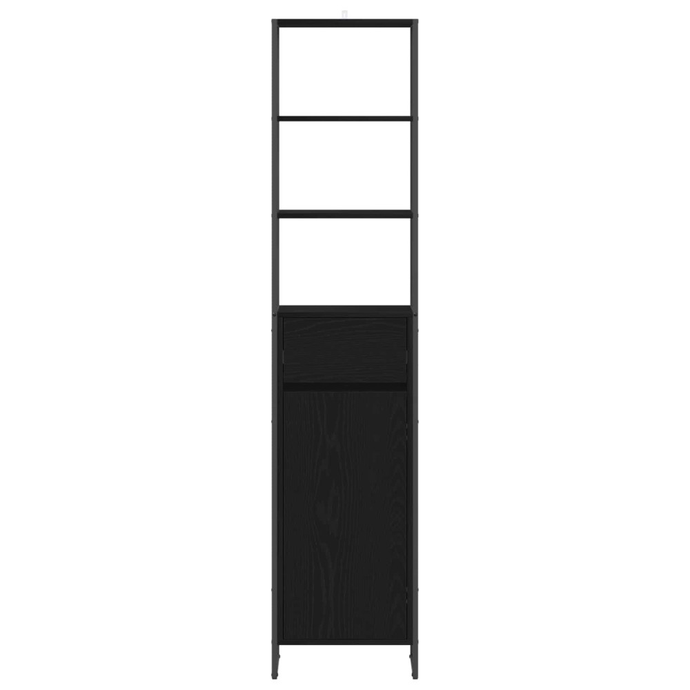 Produktbild för Badrumsskåp med låda Svart Ek 40 x 30 x 180 cm Konstruerat trä