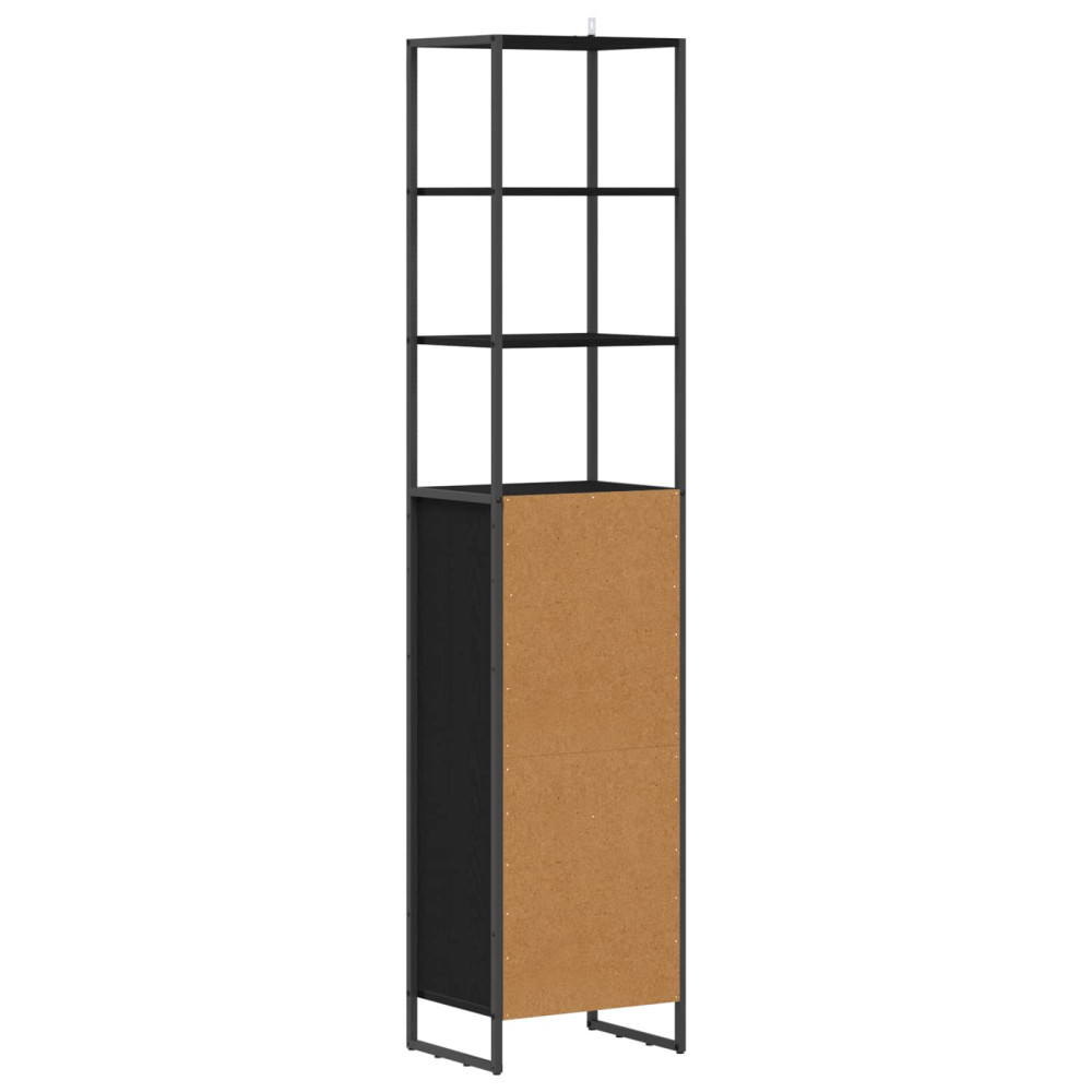 Produktbild för Badrumsskåp med låda Svart Ek 40 x 30 x 180 cm Konstruerat trä