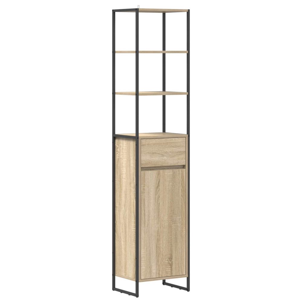 Produktbild för Badrumsskåp med låda Sonoma 40 x 30 x 180 cm Konstruerat trä