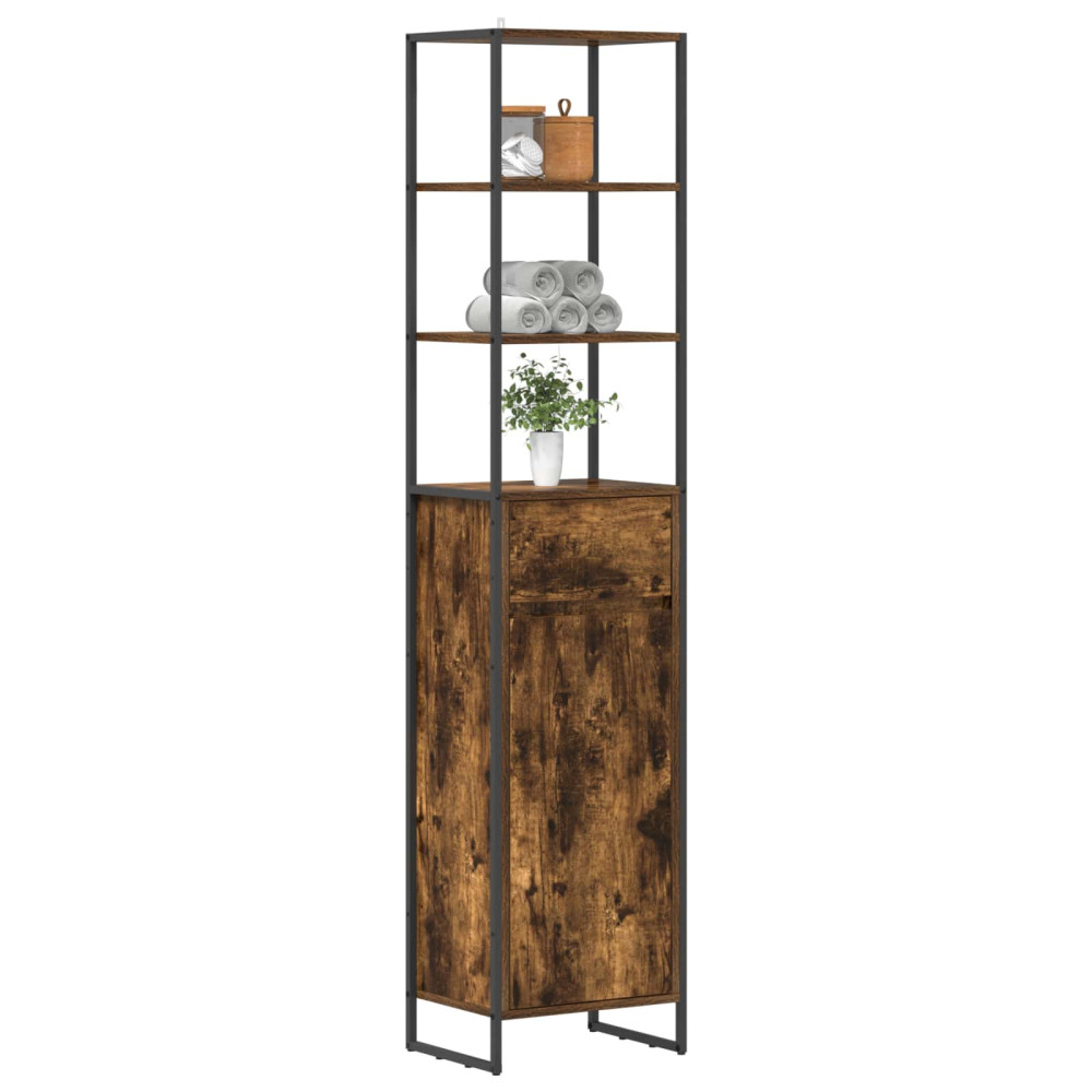 Produktbild för Badrumsskåp med låda Rökek 40 x 30 x 180 cm Konstruerat trä