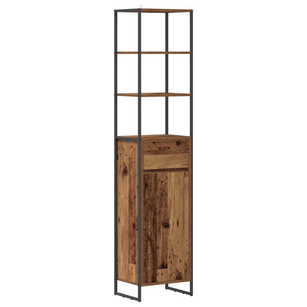Produktbild för Badrumsskåp Gammalt trä 40 x 30 x 180 cm Konstruerat trä