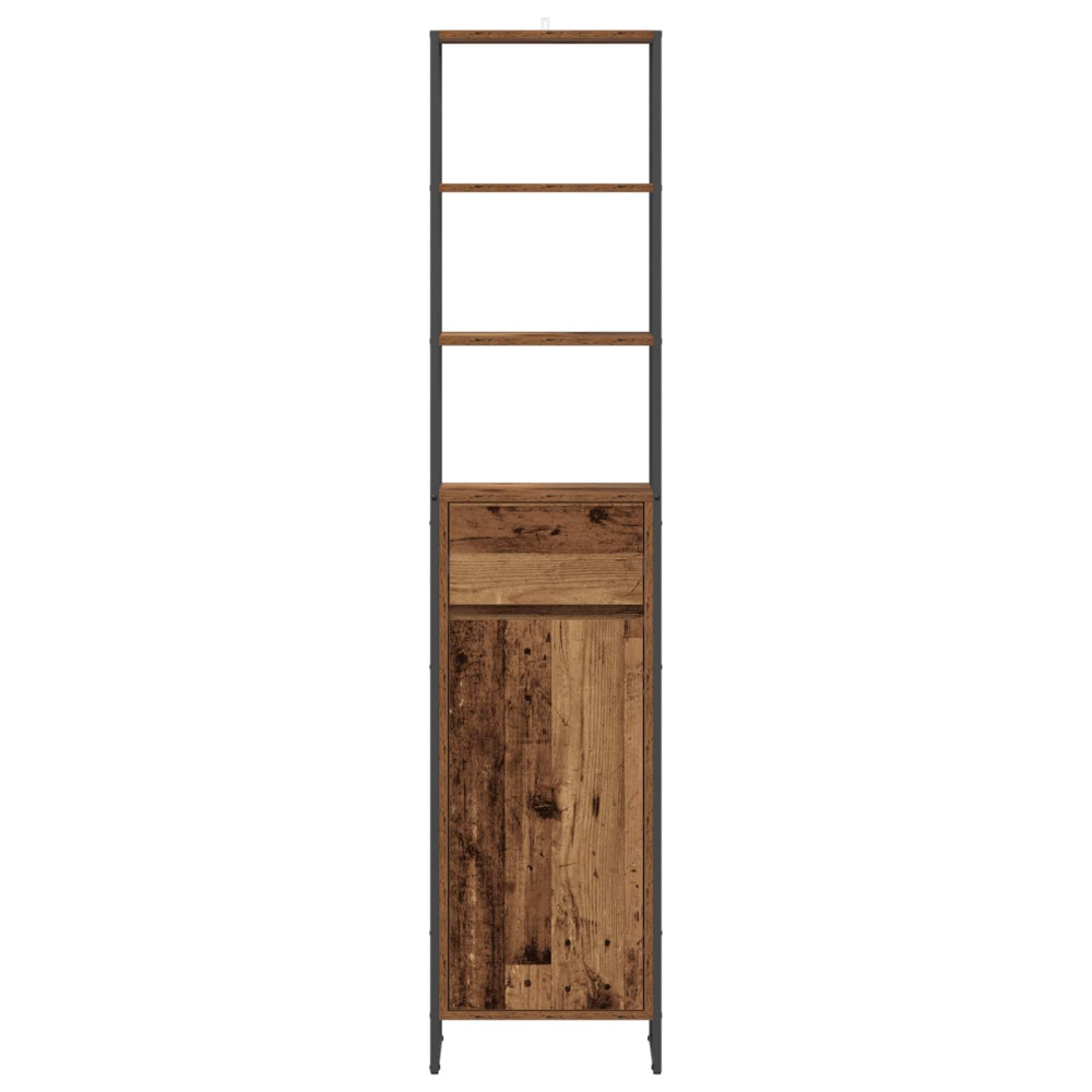 Produktbild för Badrumsskåp Gammalt trä 40 x 30 x 180 cm Konstruerat trä