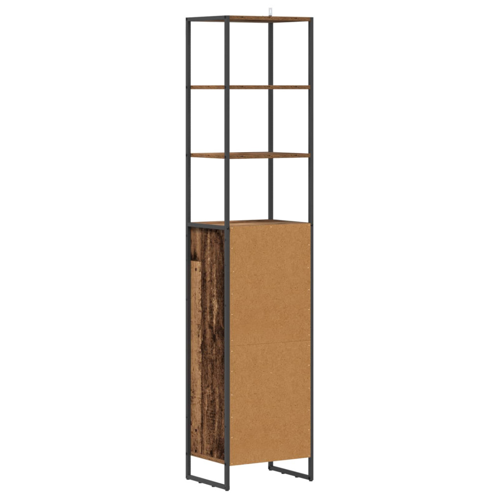 Produktbild för Badrumsskåp Gammalt trä 40 x 30 x 180 cm Konstruerat trä