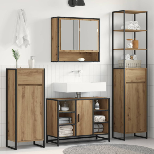 vidaXL Badrumsskåp Artisan Ek 40 x 30 x 180 cm Konstruerat trä