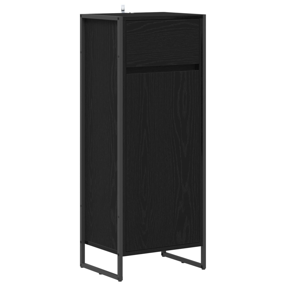 Produktbild för Badrumsskåp med låda Svart Ek 40 x 30 x 100 cm Konstruerat trä