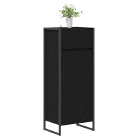 Produktbild för Badrumsskåp med låda Svart Ek 40 x 30 x 100 cm Konstruerat trä