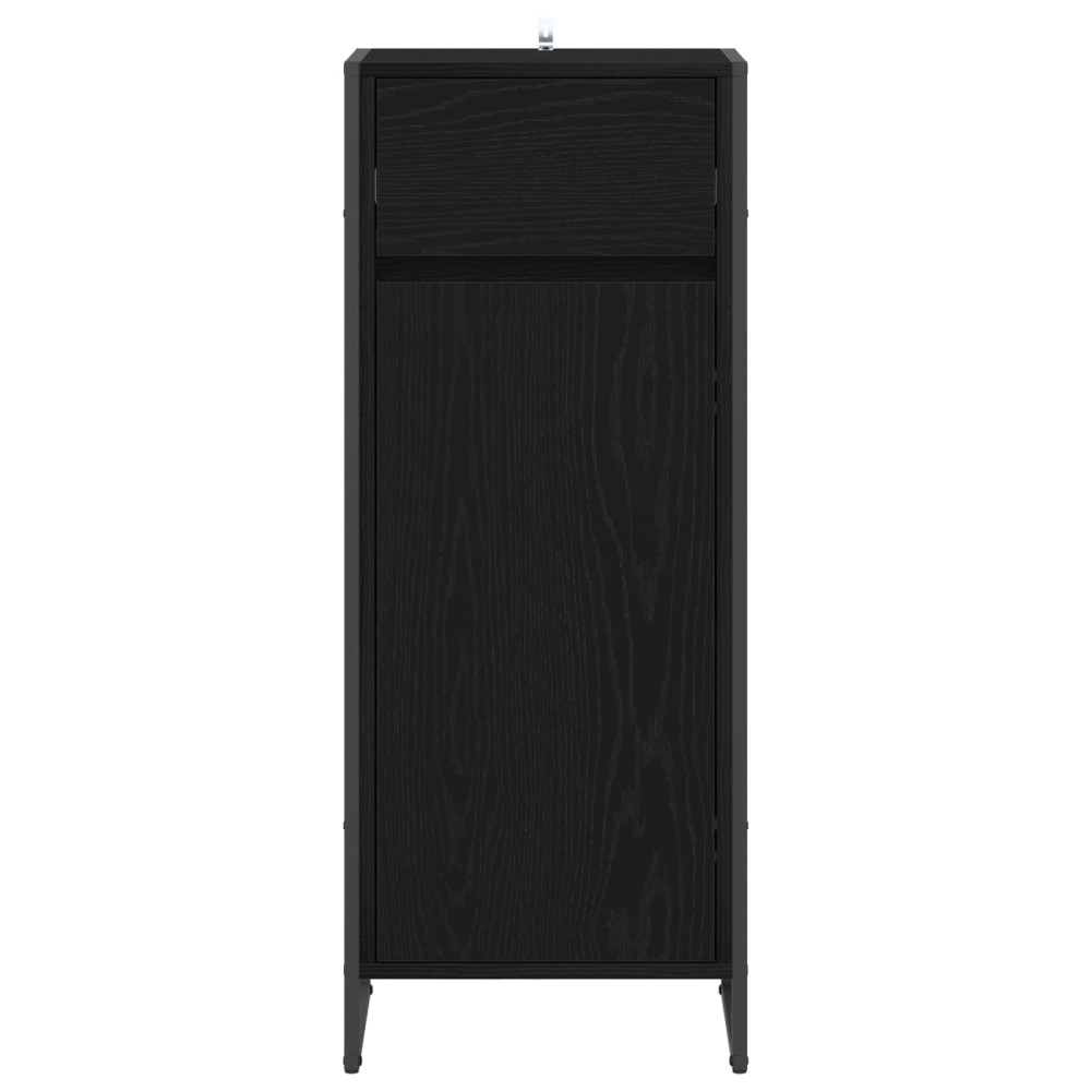 Produktbild för Badrumsskåp med låda Svart Ek 40 x 30 x 100 cm Konstruerat trä