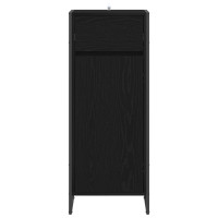 Produktbild för Badrumsskåp med låda Svart Ek 40 x 30 x 100 cm Konstruerat trä