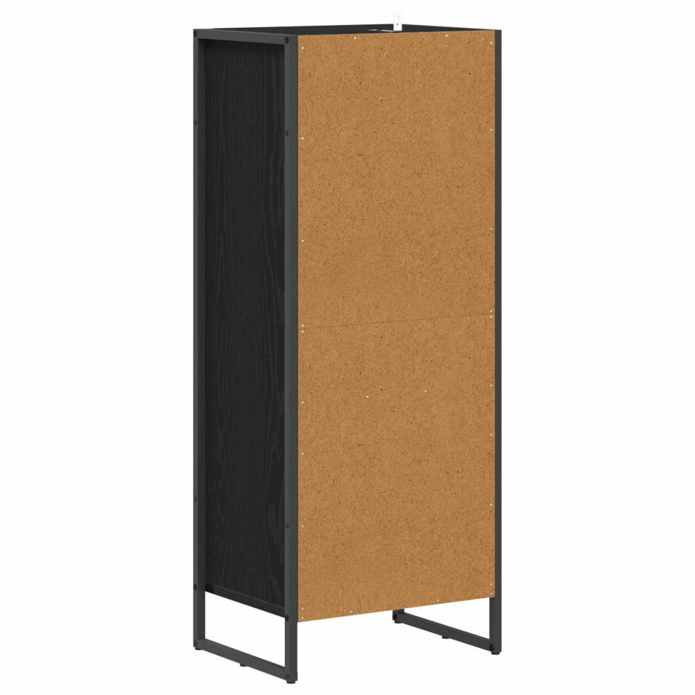 Produktbild för Badrumsskåp med låda Svart Ek 40 x 30 x 100 cm Konstruerat trä