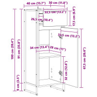 Produktbild för Badrumsskåp Gammalt trä 40 x 30 x 100 cm Konstruerat trä