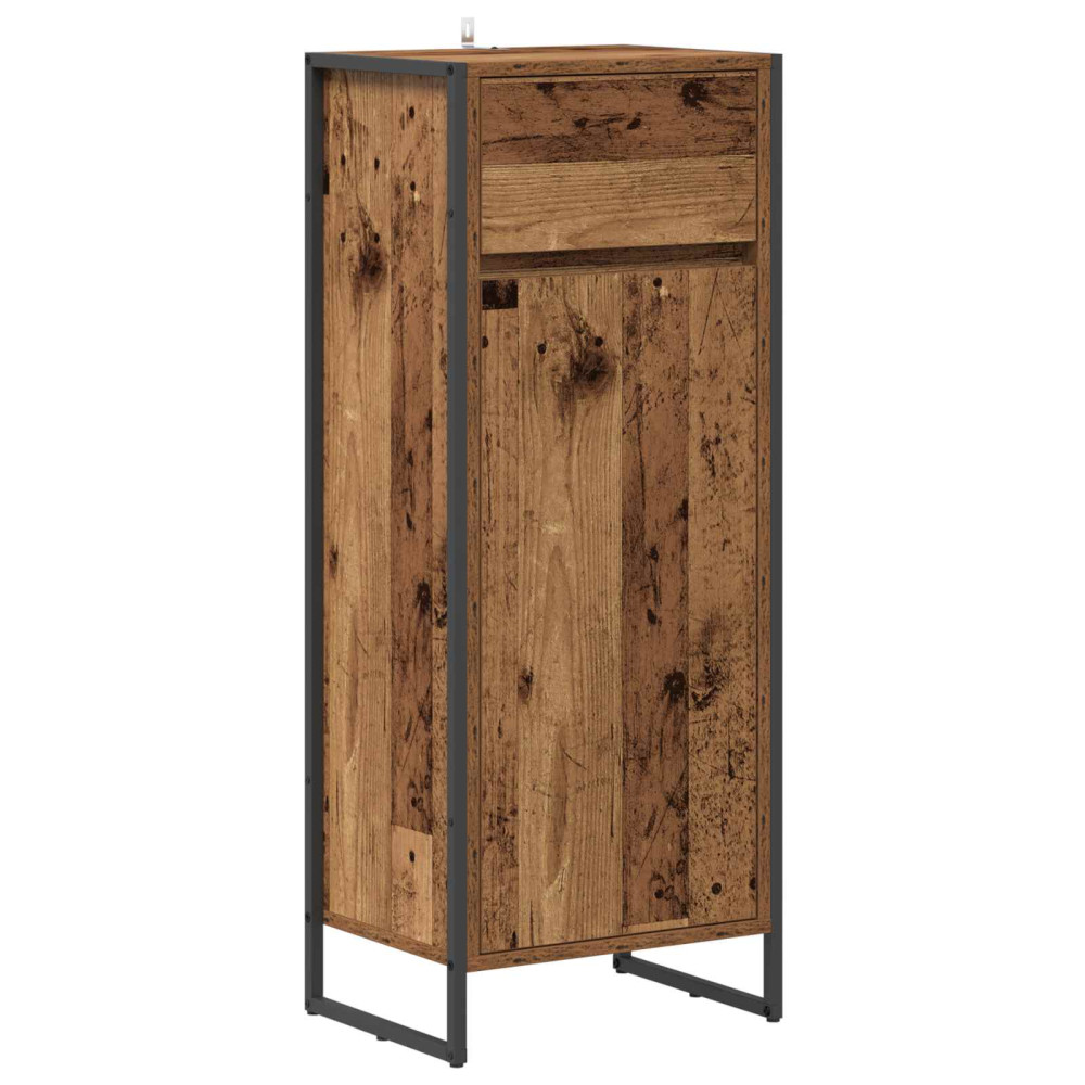 Produktbild för Badrumsskåp Gammalt trä 40 x 30 x 100 cm Konstruerat trä