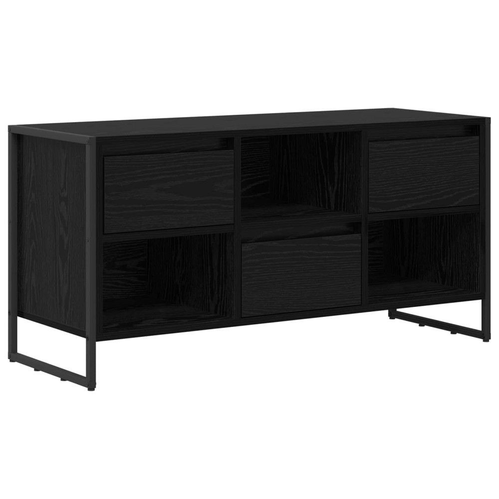 Produktbild för TV-skåp med låda Svart Ek 100 x 36 x 49,5 cm Konstruerat trä