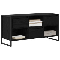 Produktbild för TV-skåp med låda Svart Ek 100 x 36 x 49,5 cm Konstruerat trä