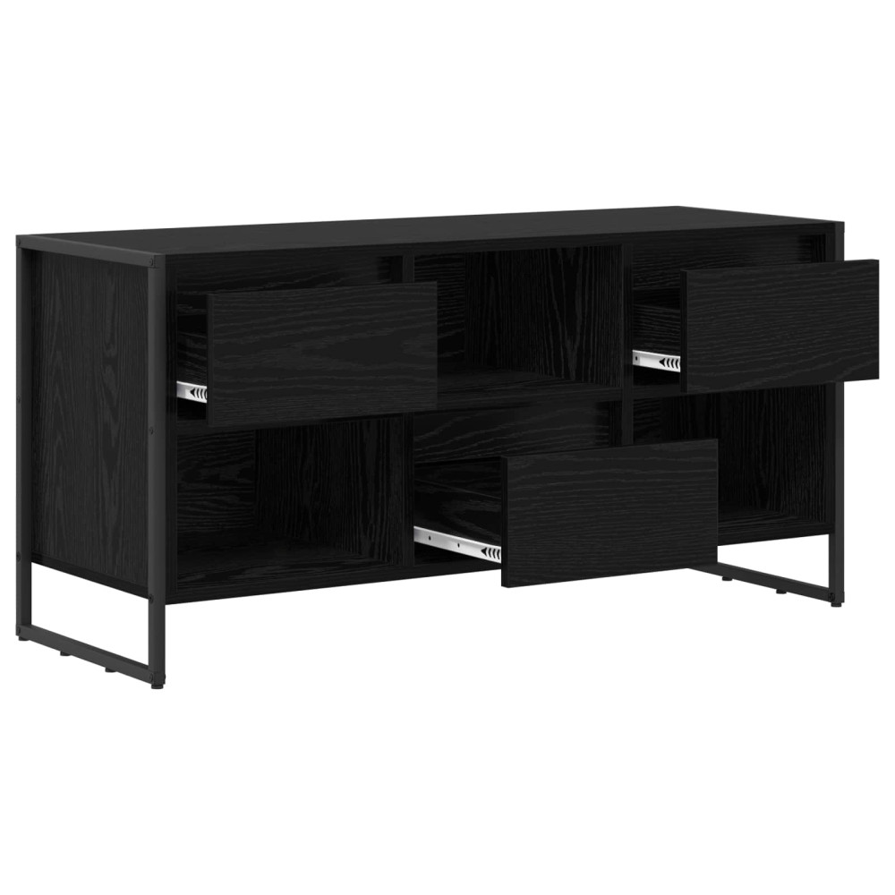 Produktbild för TV-skåp med låda Svart Ek 100 x 36 x 49,5 cm Konstruerat trä